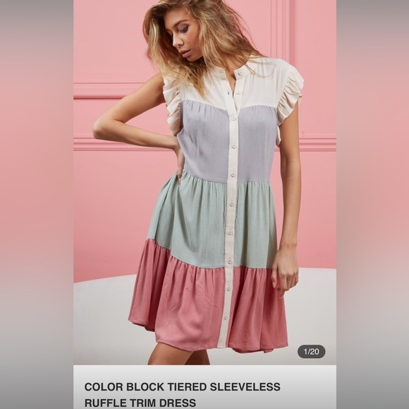 Color Block Tiered Ruffle Dress🌟 - Picture 2 of 8